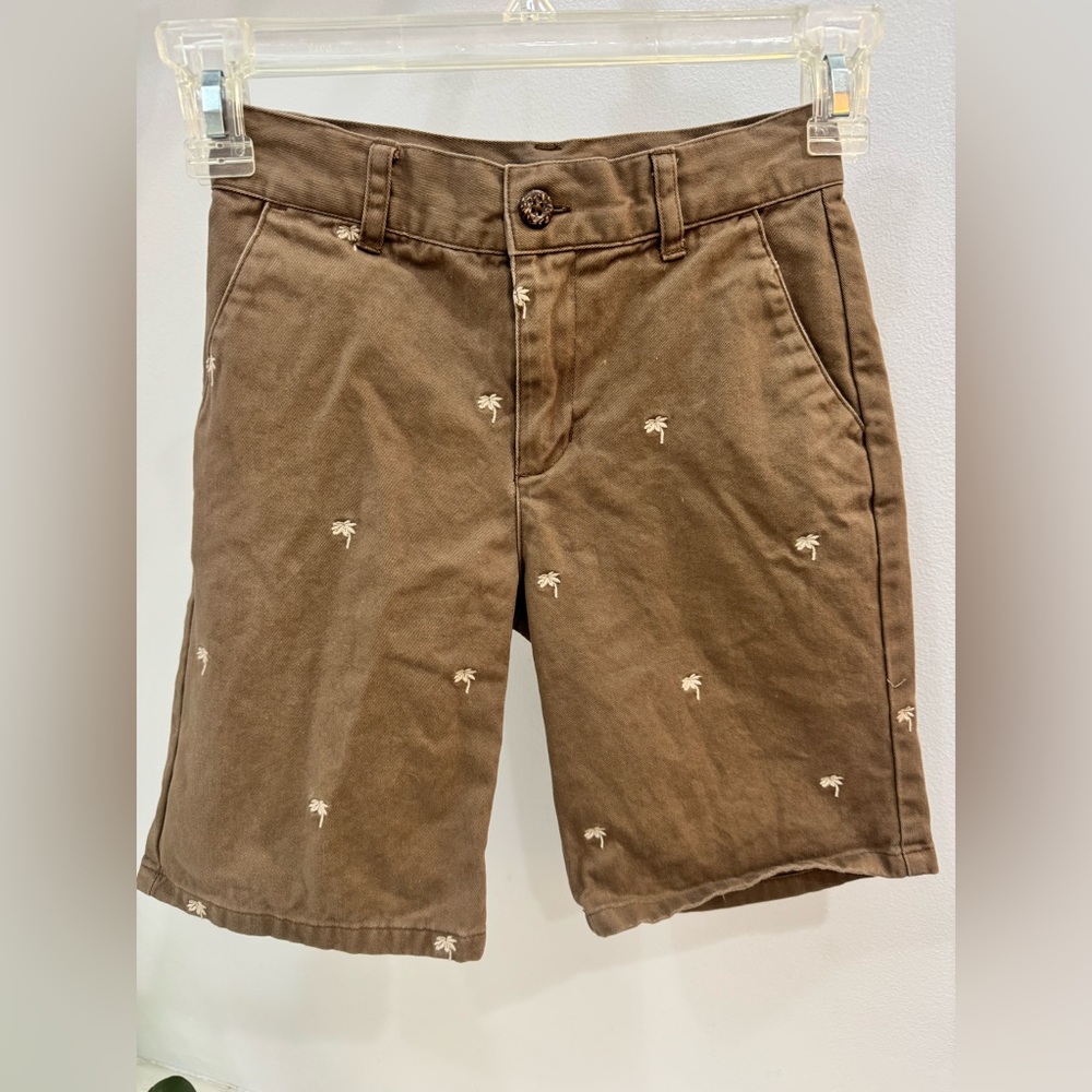 Janie and Jack Boys khaki palm tree print shorts